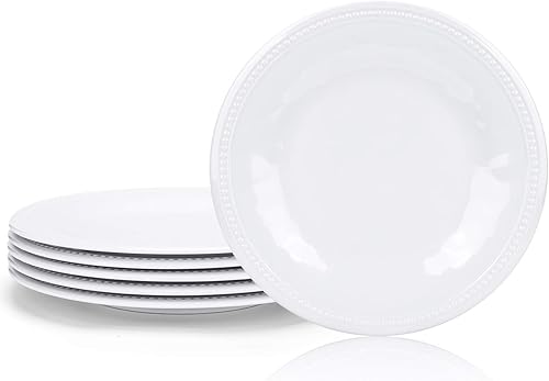 Juego de platos de melamina de 11 pulgadas para uso en interiores y exteriores, color blanco