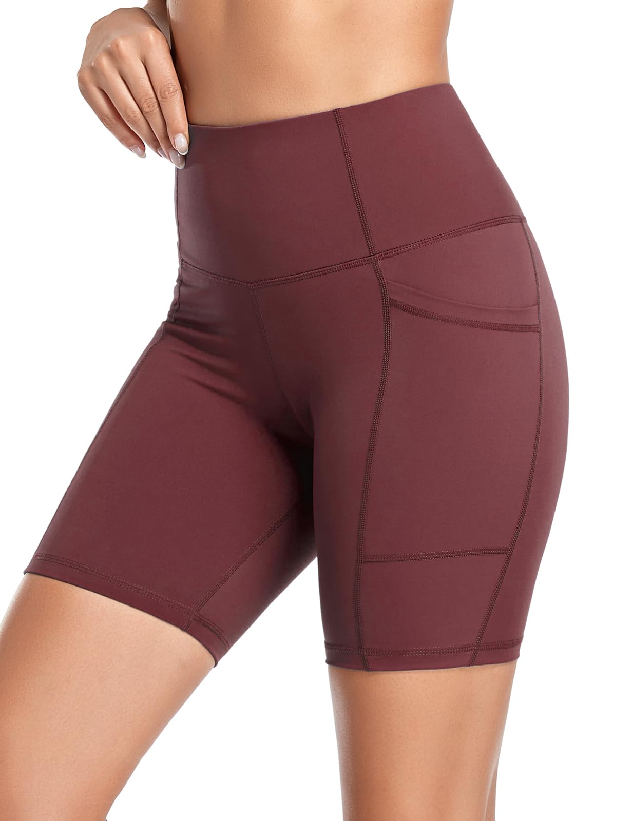 Pantalones cortos de yoga para mujer, con bolsillos altos, para correr, gimnasio, entrenamiento, ciclista, pantalones cortos de compresión — view 3