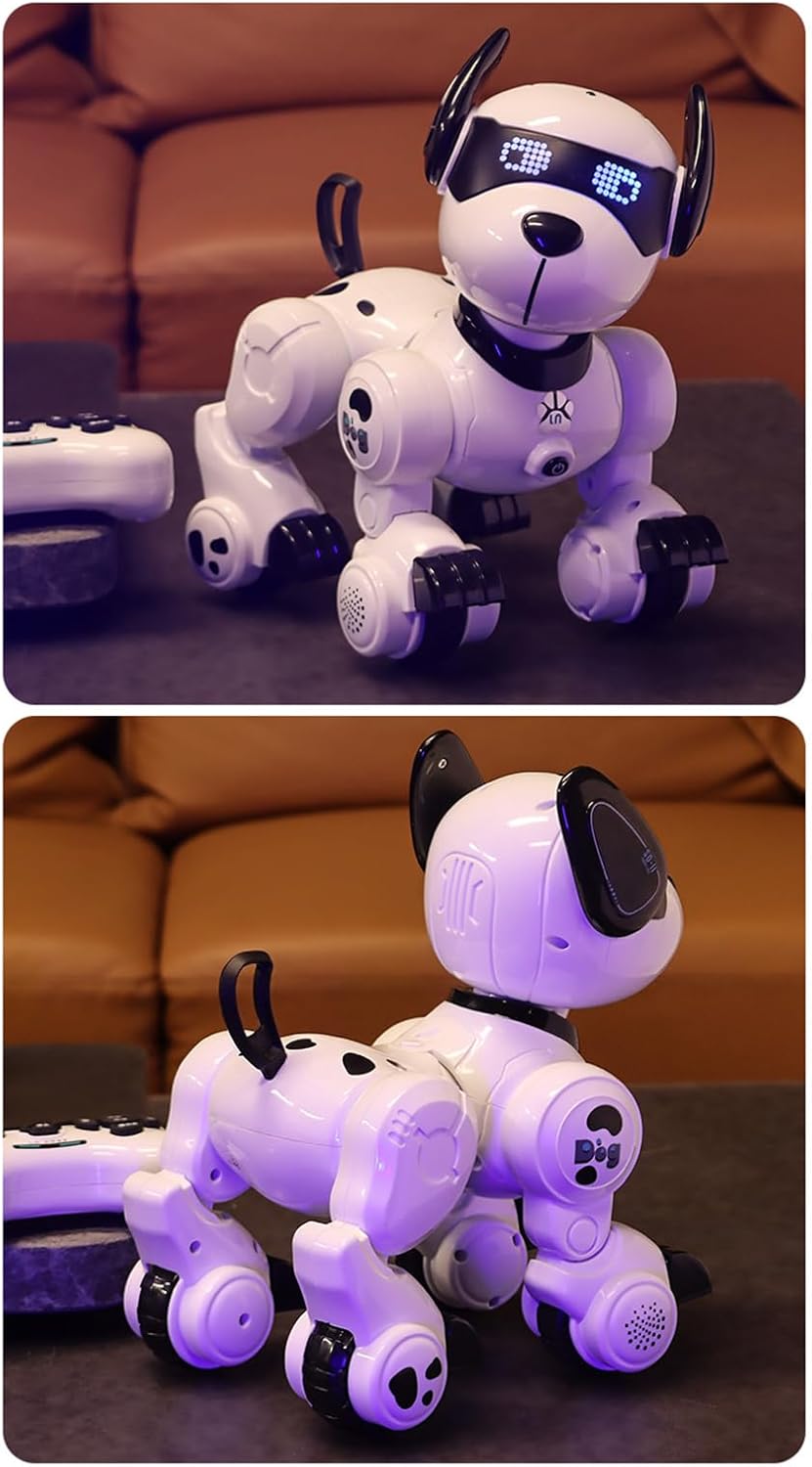 Remote Control Programming Smart Dog Robotic Patrol Dog Programmable Remote Control Dog Intelligent Patrol Dog Toy with the Function Songs Touch Demonstration Programming Rotating Head