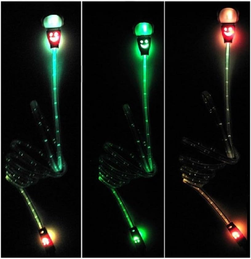 Compact Retractable LED Micro Mini USB Cable - 3Ft Data Sync Tangle Free Luminescent Transfer Cord - Portable Gadget Charger with Male Connectors