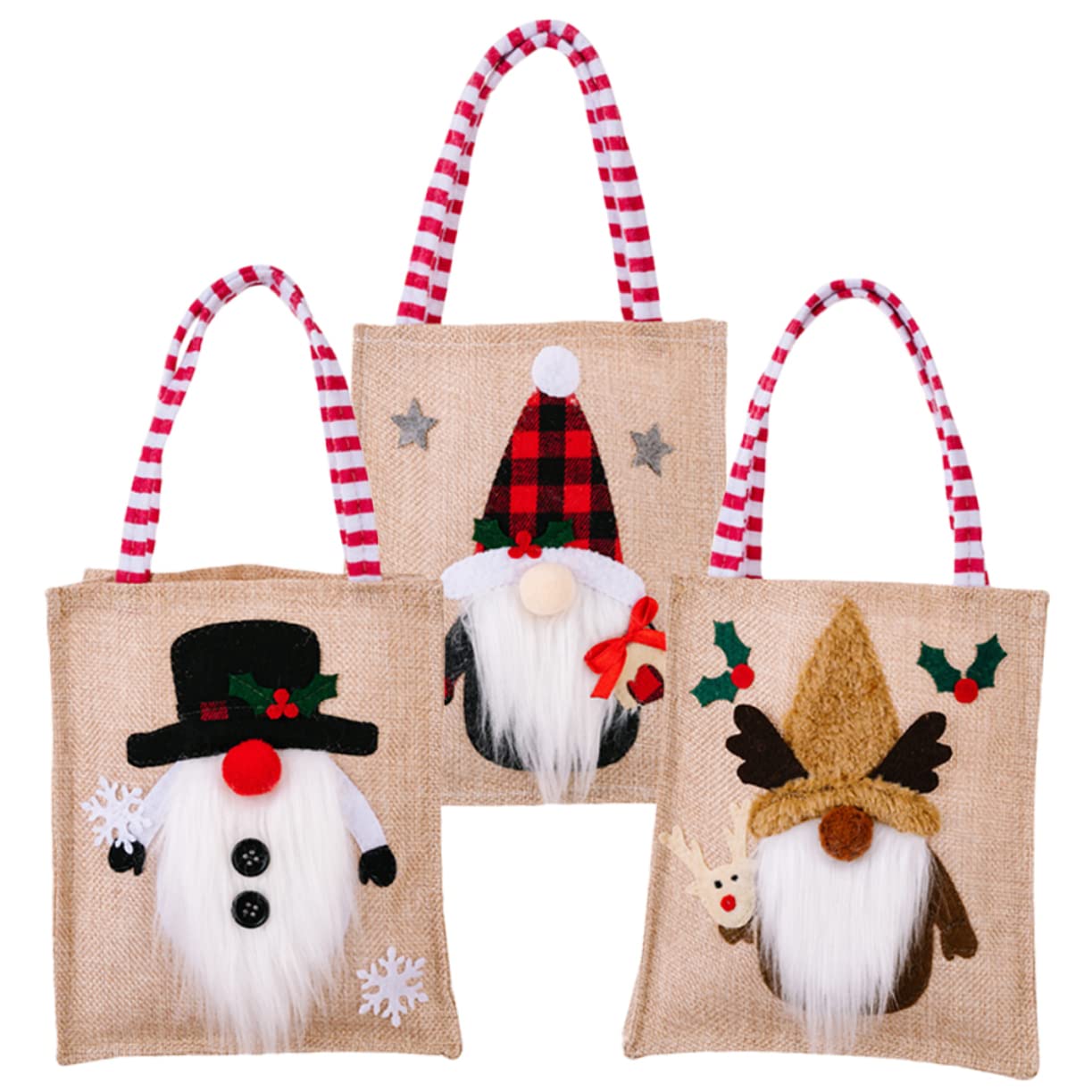 Abaodam 9pezzi Sacchetti Natalizi Gnome Da Riutilizzabili Per Caramelle e Dolci Decorazioni Di Natale Colorate e Festose Per Feste e Regali