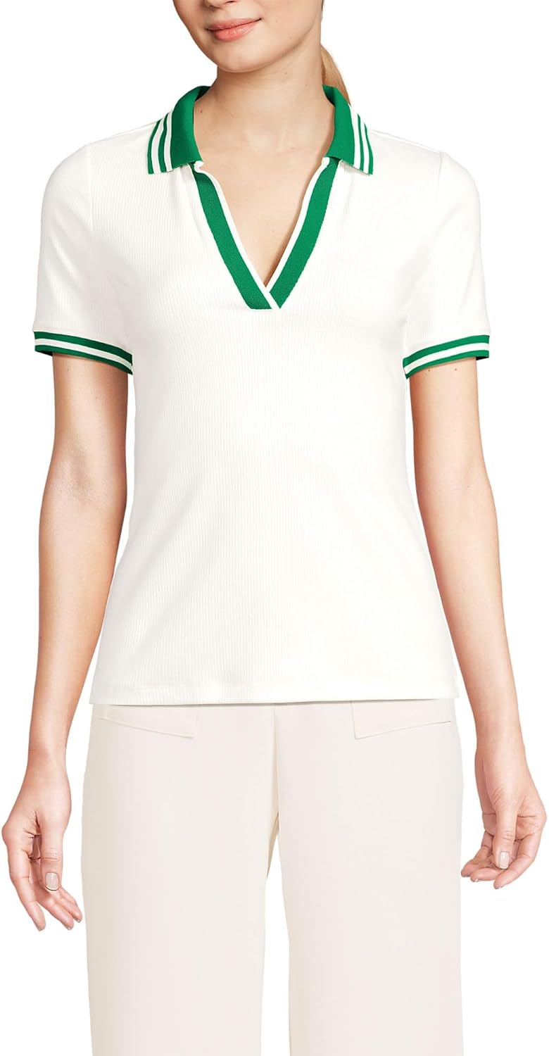 Lands' End Women's Short Sleeve Wide Rib Polo