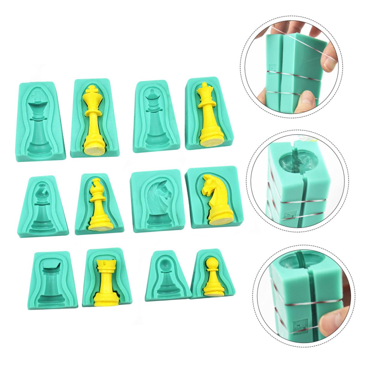 Moule en Silicone Vert 12 Pcs D’échecs pour Chocolat