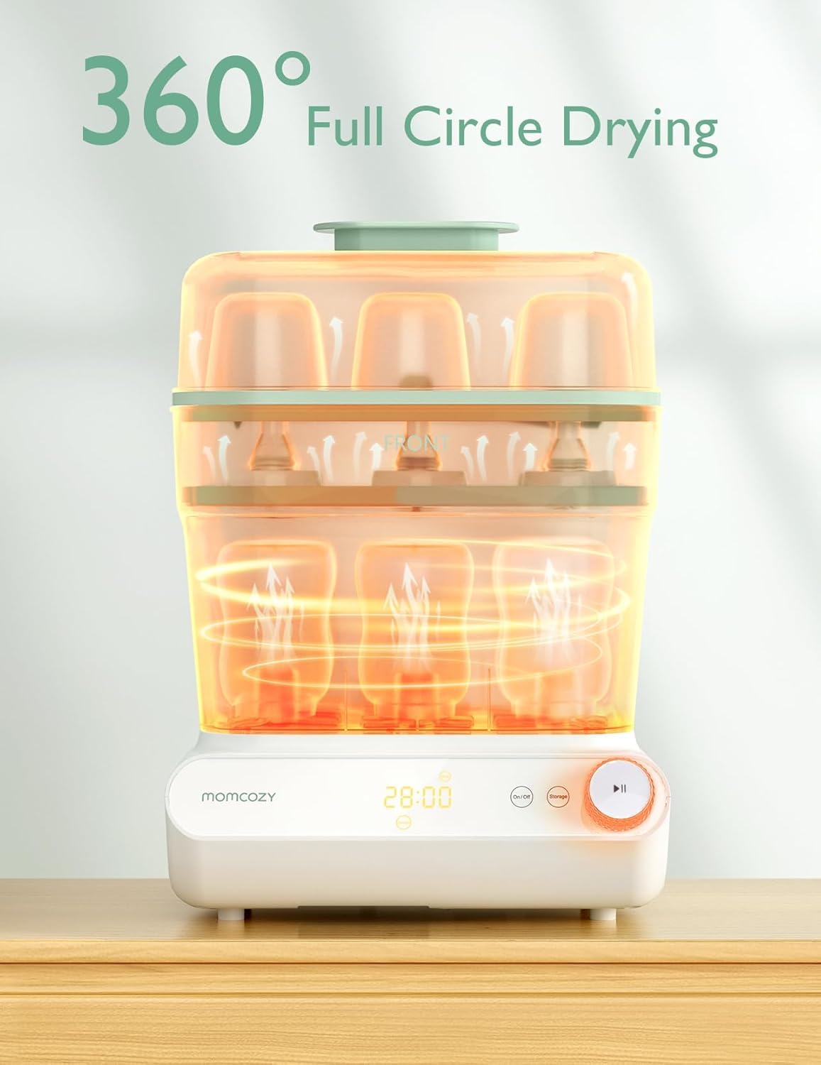 Momcozy 3-lagiger großer Flaschen-Sterilisator und Trockner, schnell sterilisieren und trocknen, Universal-Flaschen-Sterilisator für alle Flaschen und Milchpumpen-Zubehör, Touchscreen und