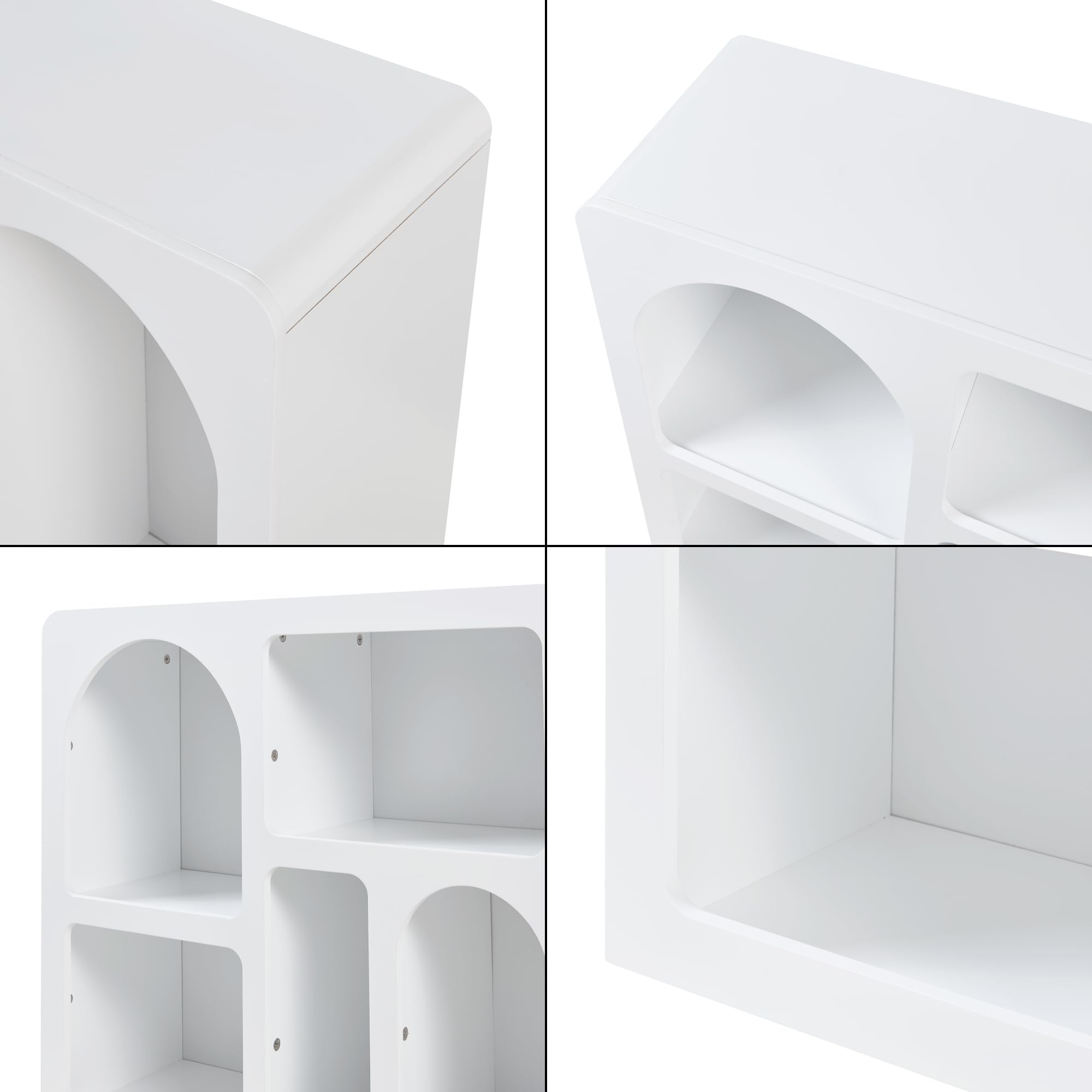 [en.casa] Consolle Rettangolare con 6 Scomparti da Frontali Geometrici Mobile Stretto per Esposizione e Stoccaggio 110 x 30 x 70 cm Bianco