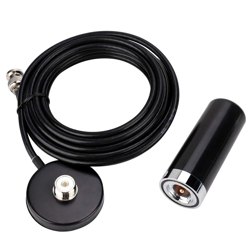 Fabater Antenna BNC, VHF 136-174 MHz UHF 400-470 MHz Connettore Maschio BNC Dual Band, Supporto Base Magnetica con Copertura Magnetica in Gomma per Scanner Autoradio Mobile