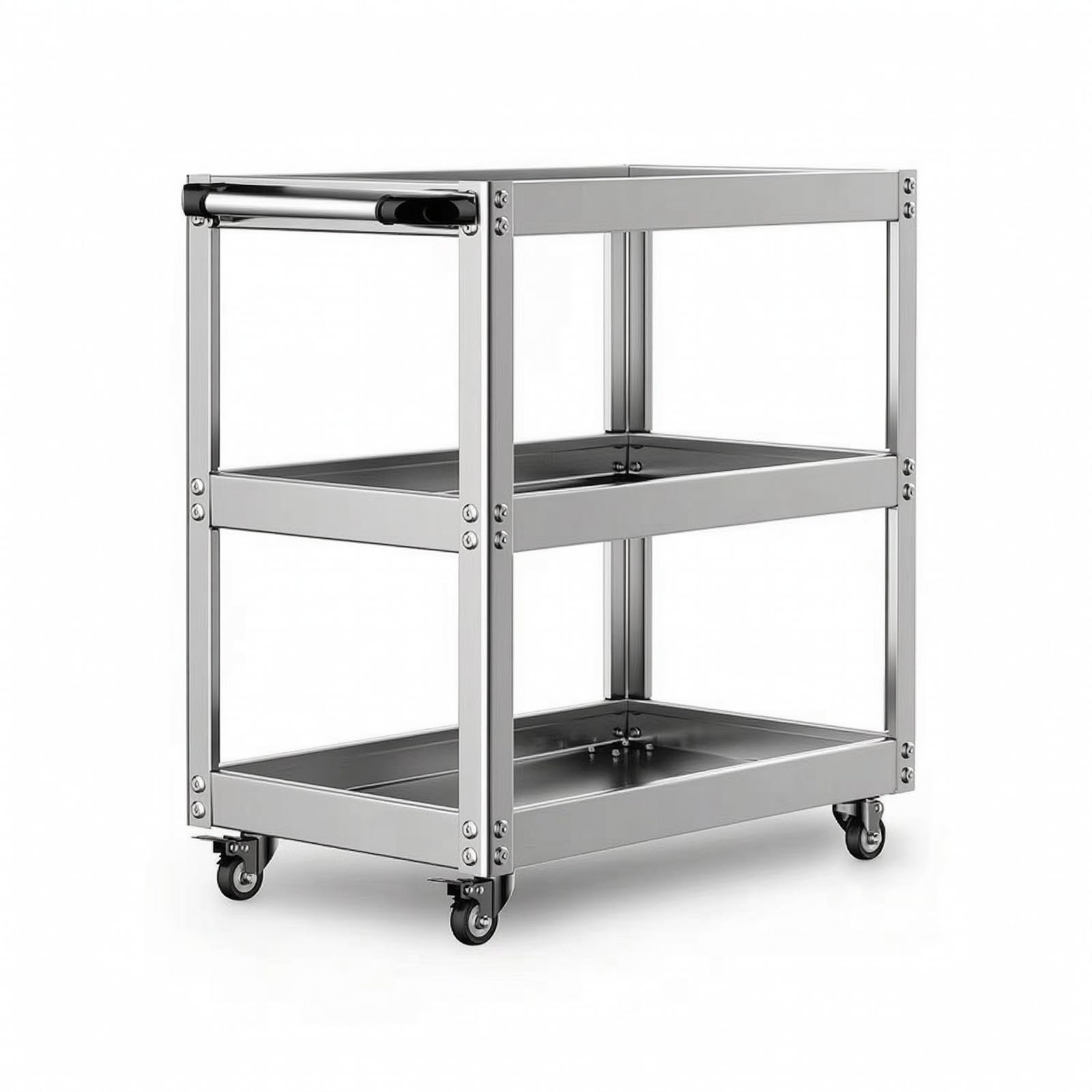 Amagogo Carrello Multiuso in Acciaio Inox con Struttura E Piano di Carico Aperto per Organizzare Componenti E Utensili Manuali in Negozio di Riparazione E Autofficina, 66 35 71cm, Style to 9