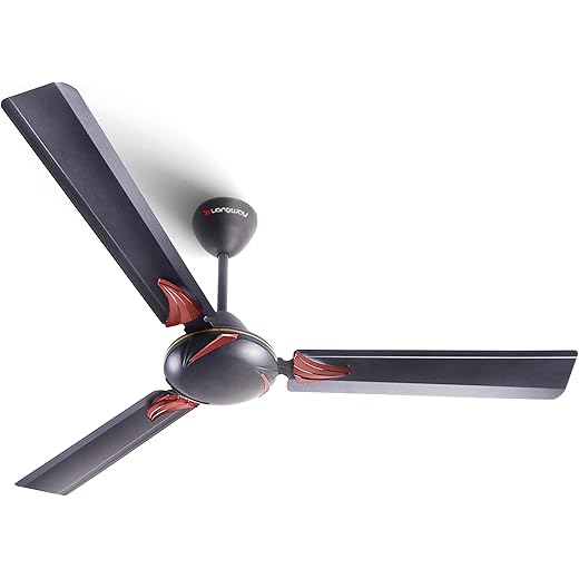 LONGWAY Creta P1 1200 mm/48 inch Ultra High Speed 3 Blade Anti-Dust Decorative Star Rated Ceiling Fan 2 Year Warranty (Smoked Brown, Pack of 1)
