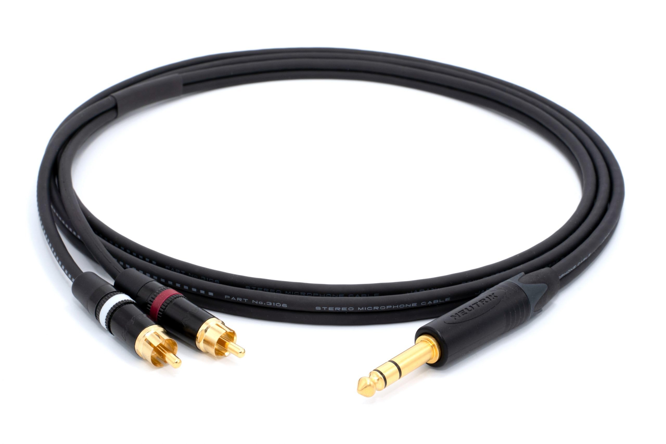 enoaudio Mogami 3106 micrófono estéreo Y-Cable | Neutrik 6,3mm TRS – Neutrik RCA (L,R) | HiFi - 0,5 m
