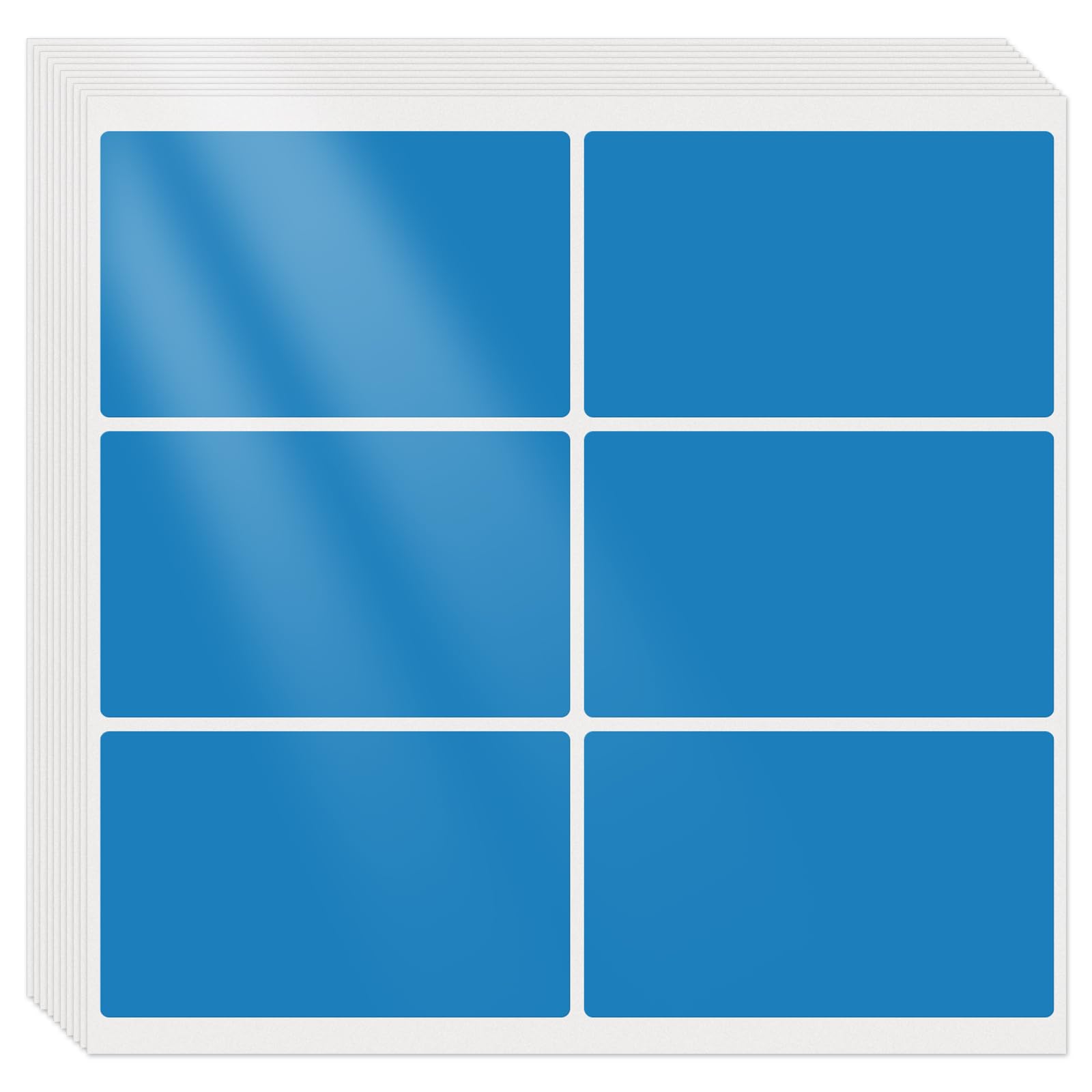 FINDAT 60 PCS Blue Sticky Labels 102×62mm Vinyl Rectangular Stickers Waterproof Self-Adhesive Removable Decals for Office Warehouse Business