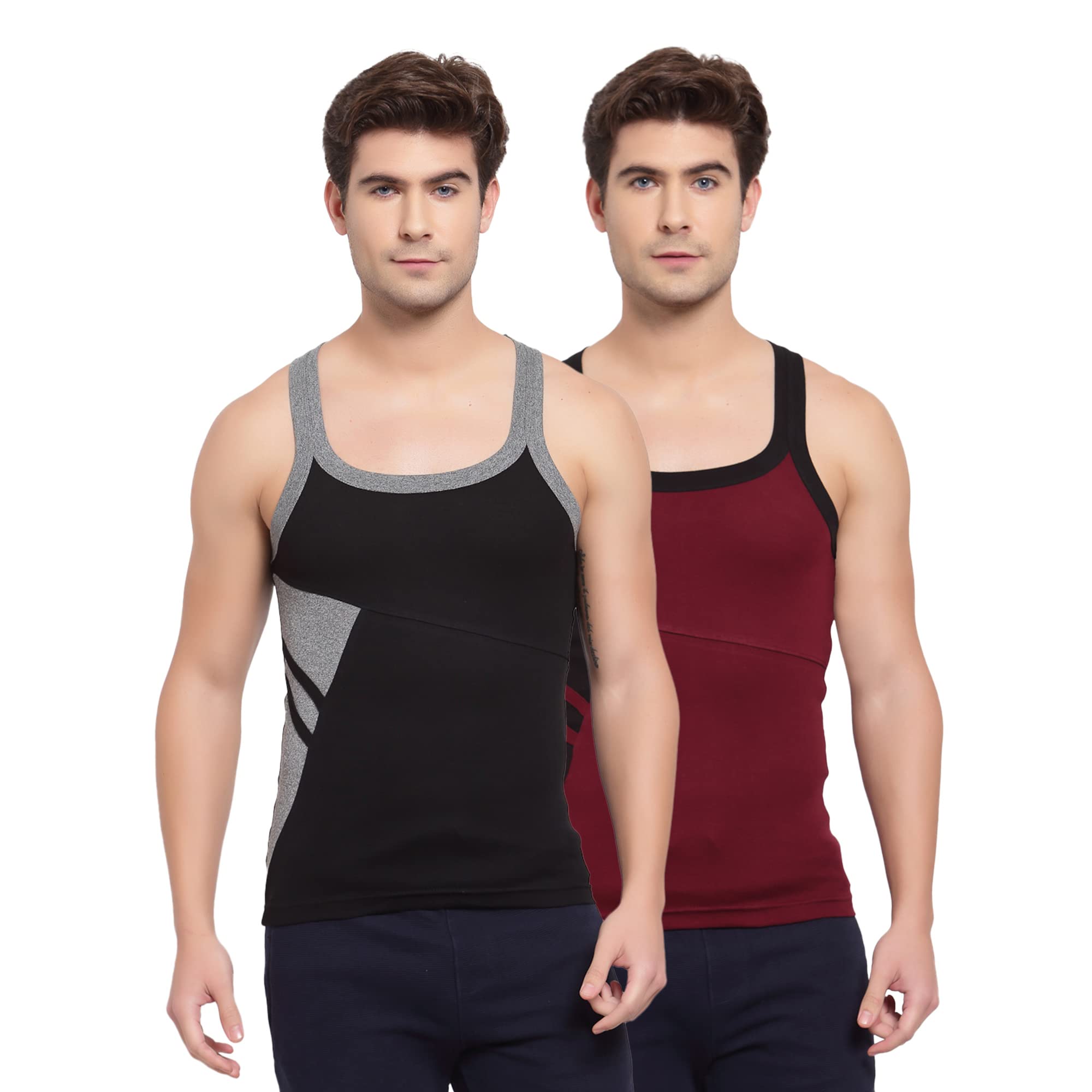 sporto Men's Round Neck Solid Vest, Premium Super Soft Cotton, Ultra Light (Combo Pack)-picture-56