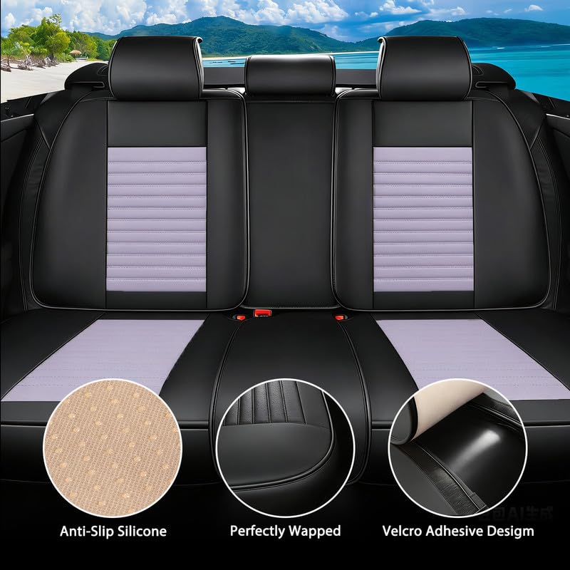 Image of Seat Covers Full Set Fit for Chevrolet Colorado 2015-2026, BlackPurple