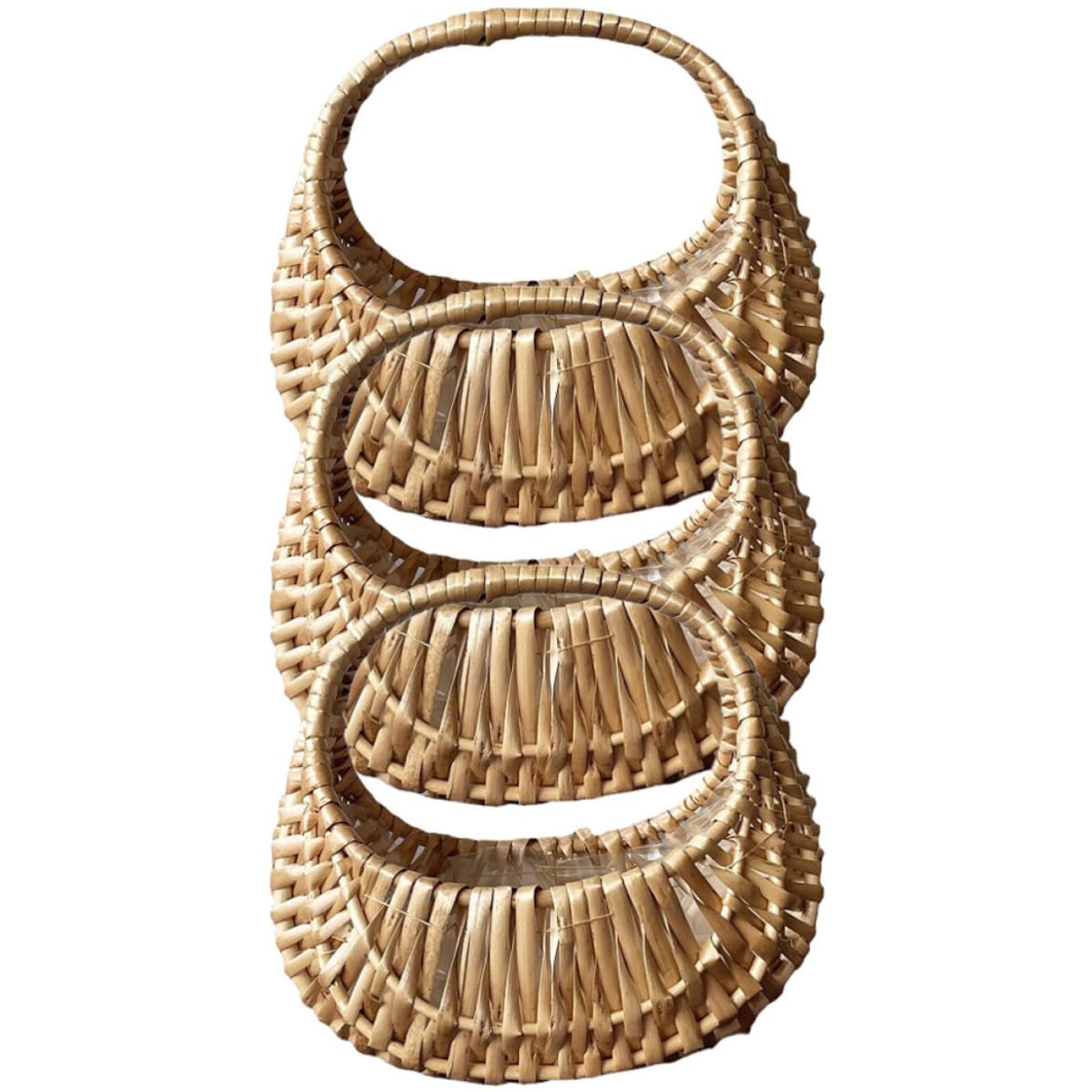 Geflochtener Blumenkörbe Praktische Aufbewahrungskörbe mit Henkel aus Rattan 3 Stück Einzigartiges Design und Elegante Flechtlinien für Terrasse und Flur