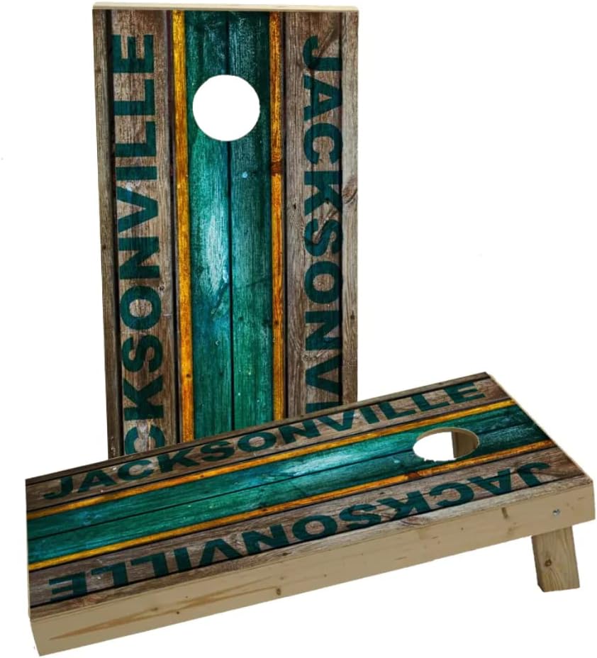 Woodslat Worn Jacksonville Football Custom Cornhole Board Game Set