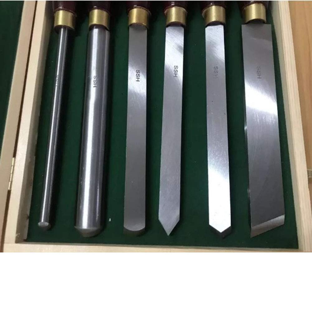 Juego de cinceles giratorios de 6 Piezas, Caja de Almacenamiento de Madera, Acero de Alta Velocidad + Material de Haya