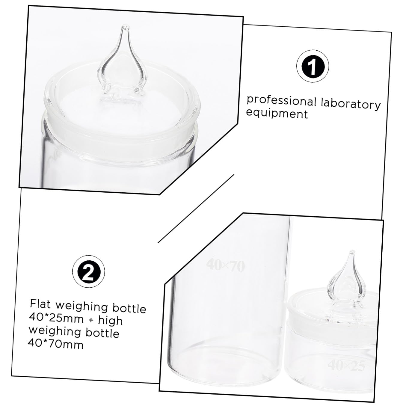 Amosfun 3 Ensembles Bouteilles De Pesée Verre Flacons Pour Échantillons De Laboratoire Pratiques 2 Pièces * 3