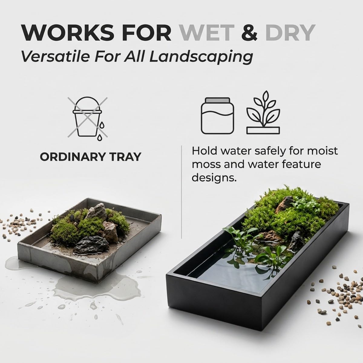 Vassoio per piante inox, vasi succulente impermeabili & arredamento