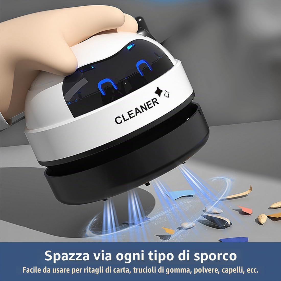 Mini Aspirapolvere da Tavolo, piccola aspirapolvere portatile, Portatili Aspirabriciole Robot, alta potenza di aspirazione, pulitore di polvere elettrico, per Casa Scuola Ufficio Tastiera, divano