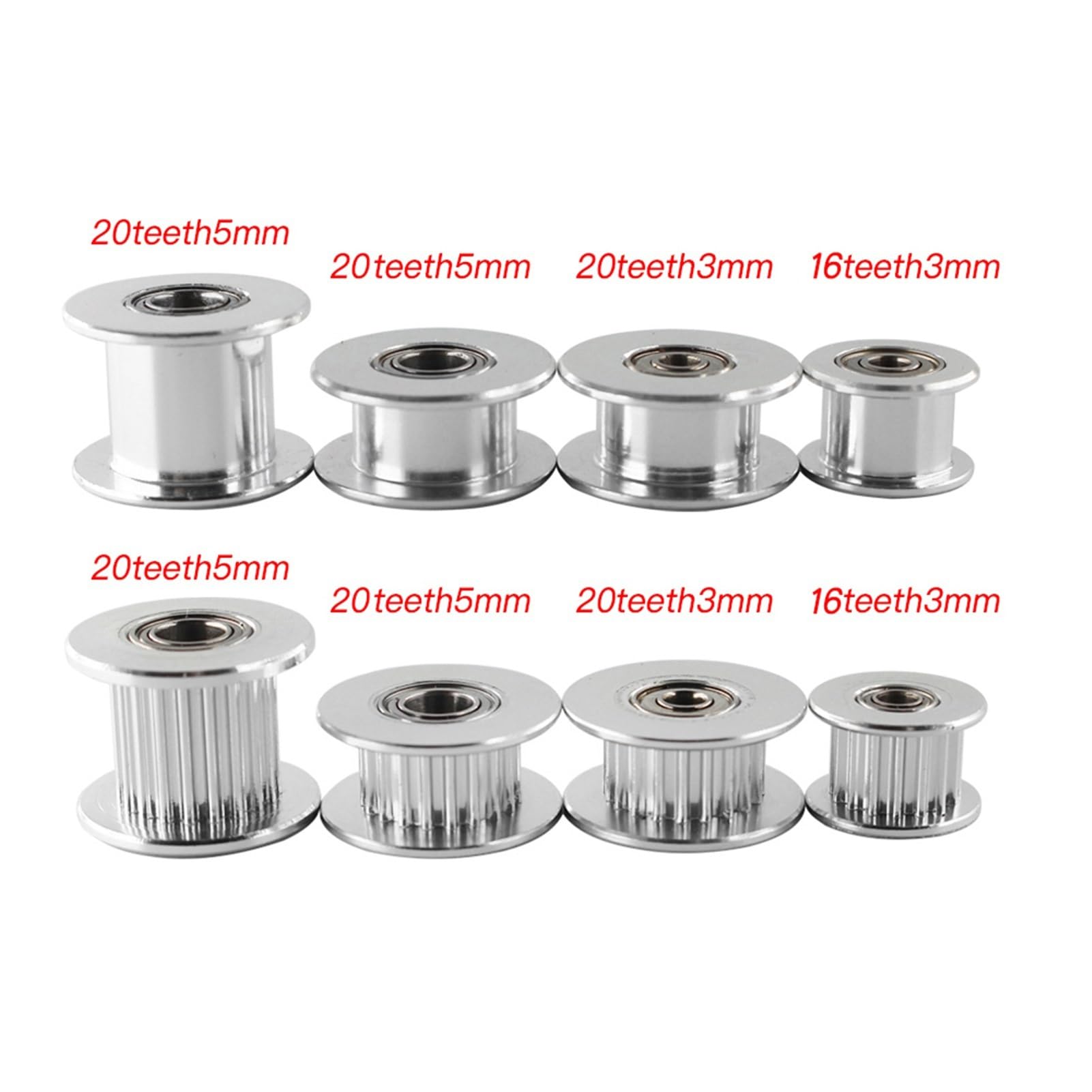 50pcs GT2 16/20 Denti puleggia dentata in Alluminio, alesaggio 3/5mm, Larghezza Denti ingranaggio 6/10mm, Parti stampanti 3D (Size : 20T W6 B5 Without T)