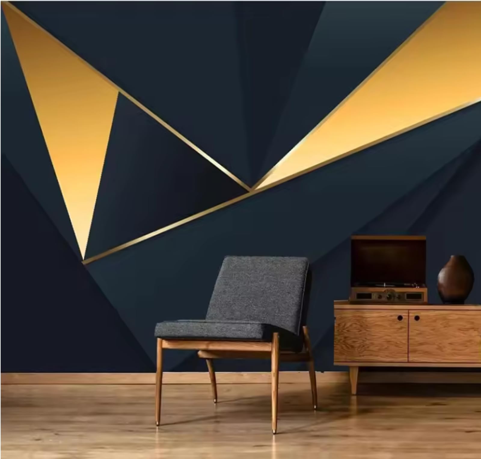 Mural tapeta 3D tapeta złota linia abstrakcyjna geometria mural tapeta tkanina salon tło wystrój domu, 3D, 430 x 300 cm