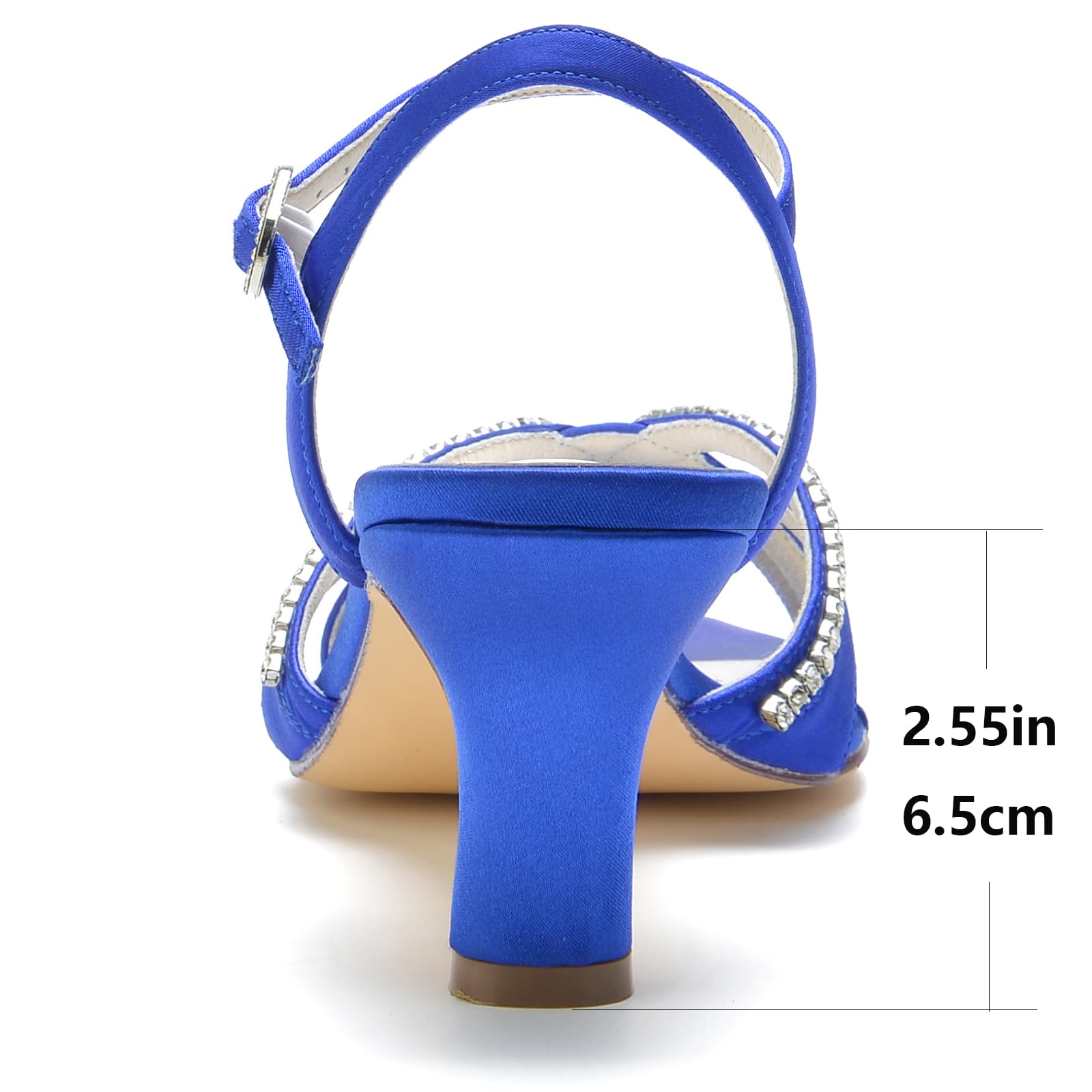 Ribete de Pedrería Sandalias Mujer de Tiras Cruzadas Satén Tacón Medio Boda Zapatos Tobilleros Calzado Nupcial Fiesta Peep Toe Elegante