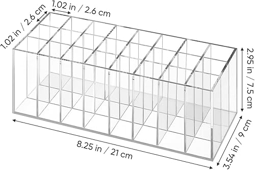 Miniatura 5 de FOMIYES Soporte para lápiz labial de 24 ranuras, organizador de maquillaje acrílico transparente para encimera, tocador y baño, estante de