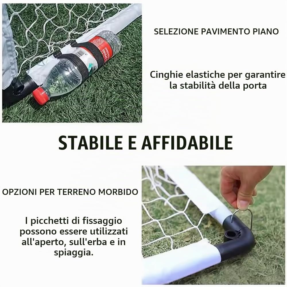 NEWFUN Porta da Calcio da Giardino, 90x60 CM Porte da Calcio per Bambini da Giardino, Pieghevoli e Ffacili da Riporre, Adatte per uso Interno ed Esterno - 2PCS