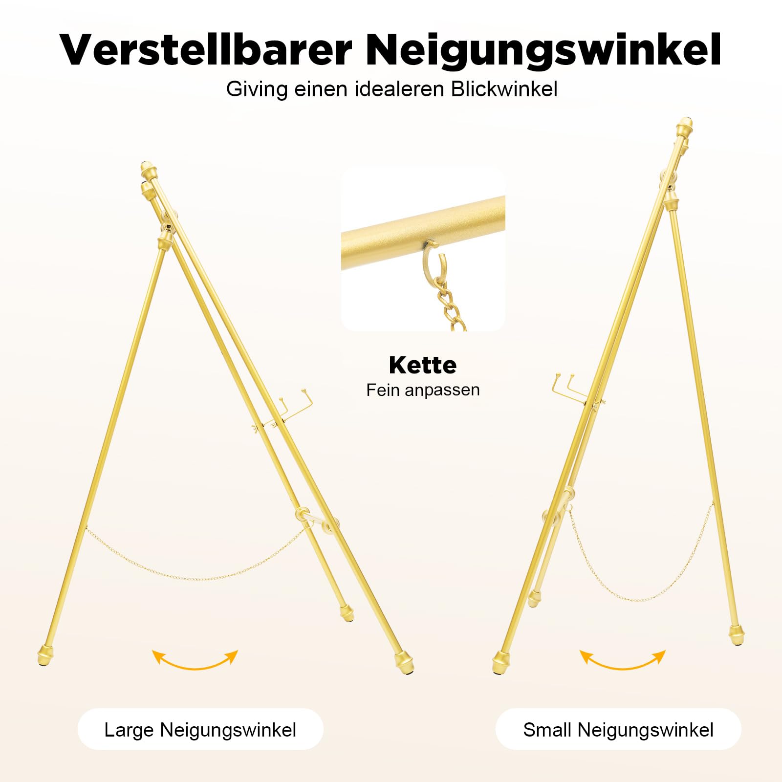 2 Stücke Staffelei Ständer Staffelei Display Ständer für Hochzeitsschild & Poster, Goldene Display-Halter mit verstellbaren Haken, Gold Hochzeit Staffeleien für Willkommensschilder