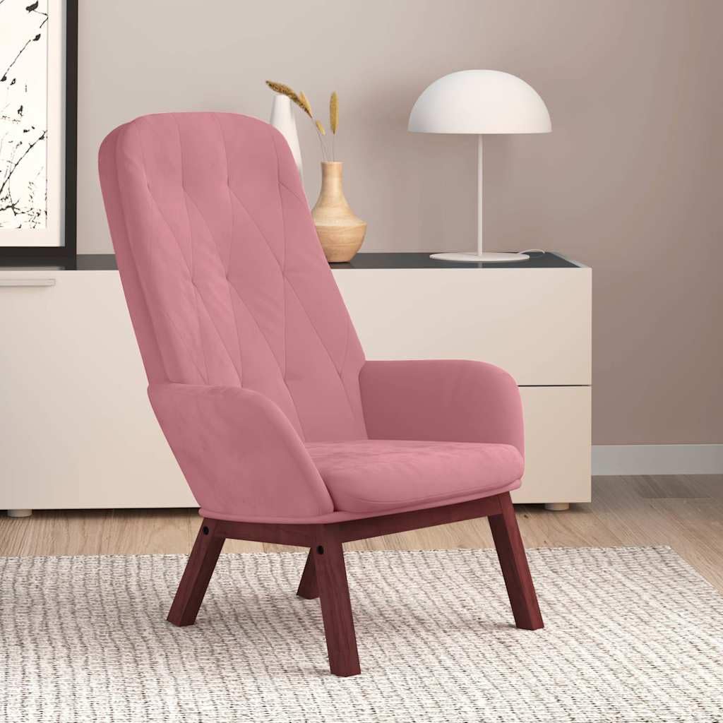 Relax-Sessel Samt Rosa, Polstersessel mit Metallgestell, Bequemer Lesesessel für Wohnzimmer Schlafzimmer, 70x77x98 cm