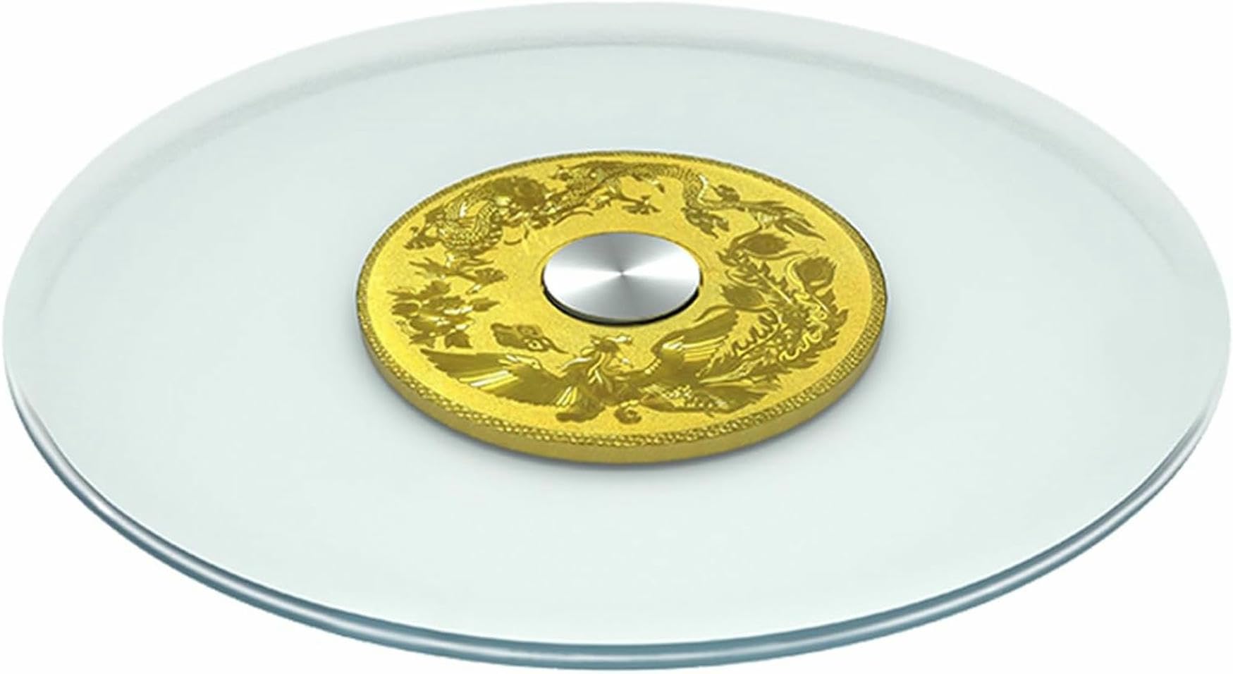 Plateau de service rotatif en verre trempé design épuré Lazy Susan transparent 36