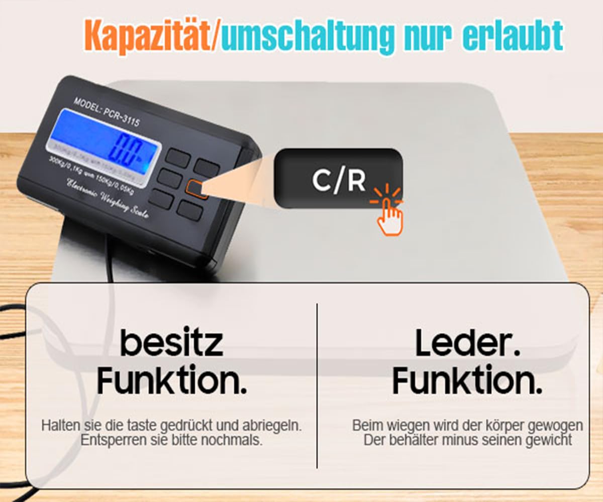 Digitale Boden Tischwaage,220V Paketwaage,Briefwaage 660 lbs/300 kg PlattformWaage,Elektronische Plattform edelstahl LCD display Tischwaage,Digitalwaage,digitale Küchenwaage silber neu