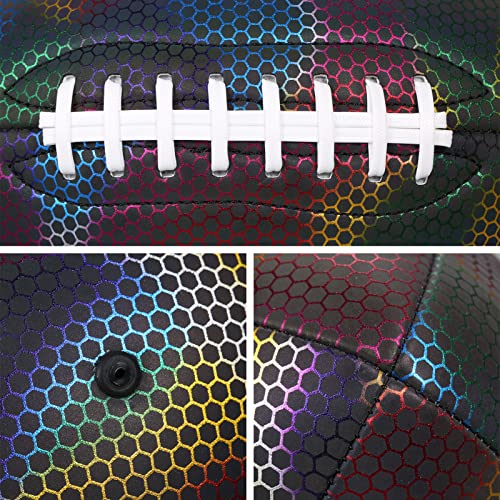 Futebol,YIWENG Futebol reflexivo holográfico luminoso brilhante de rugby interno ao ar livre couro f