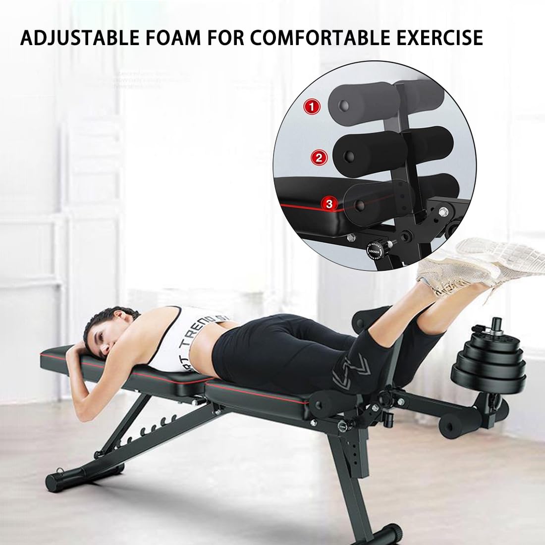 Banco Musculación Plegable，Banco Musculación Multifuncional-con Función De Extensión Y Flexión De Piernas，para Musculacion En Casa/Press Banca，Capacidad De 200 Kg