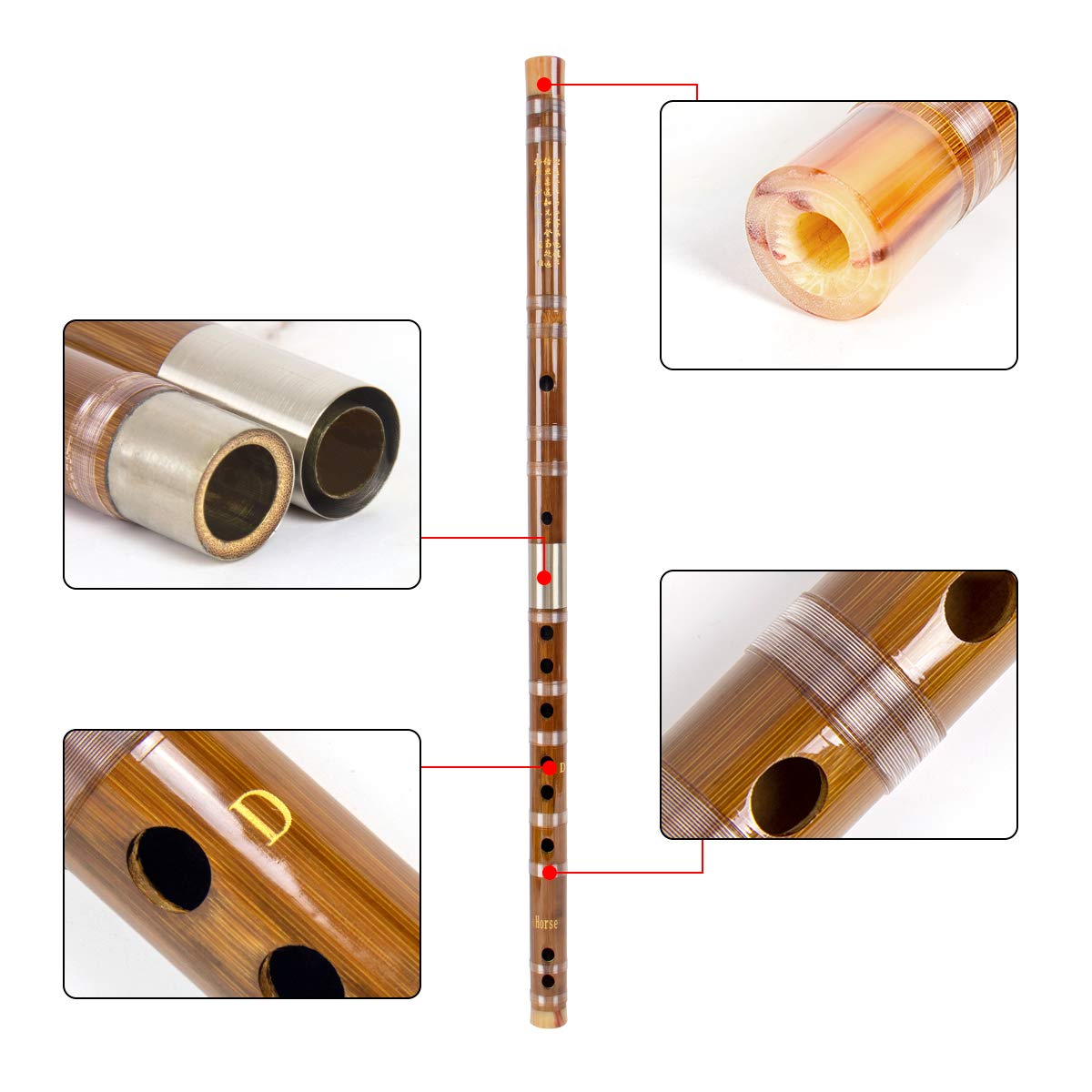 Buy Horse Bamboo Flute Dizi for Beginners Kids with free Membrane Glue