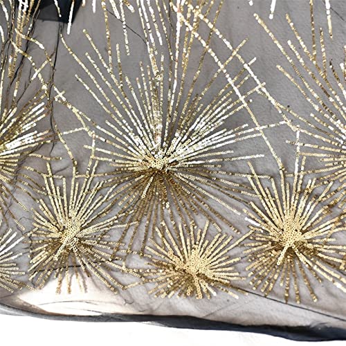 Tela de encaje de lentejuelas doradas bordadas, elegante material de vestido de novia, tul de malla de costura para decoraciones de fiestas y proyectos de manualidades