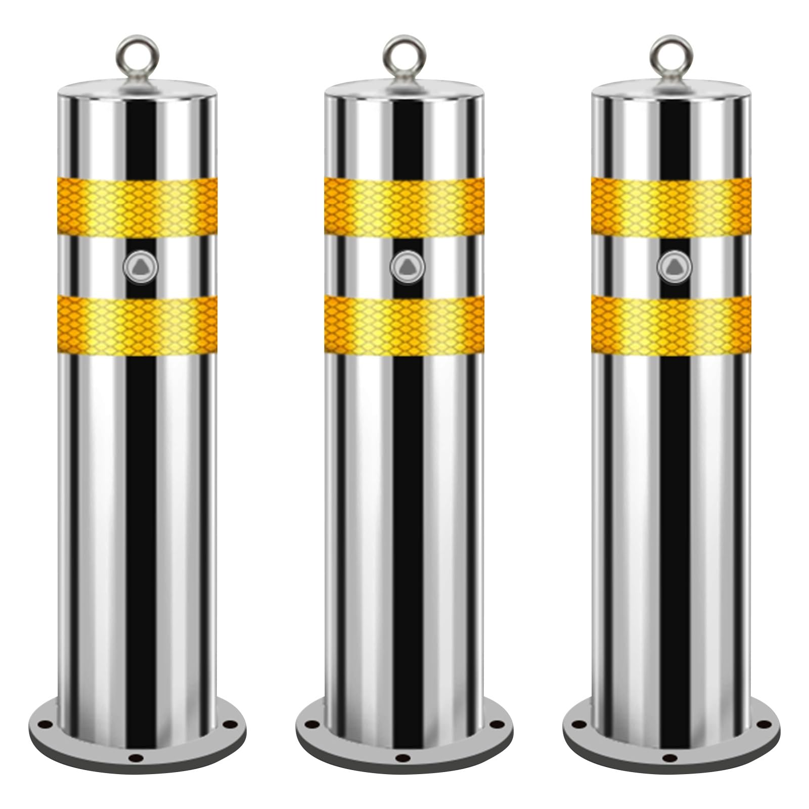 WDSOPK Parking Bollards, Safety Bollard Post, Barricades Driveway Pole, Construction Parking Lock, Metal Parking Bollards, Safety Warning Column, for Parking Lot Road Marker （60 * 11.4cm）