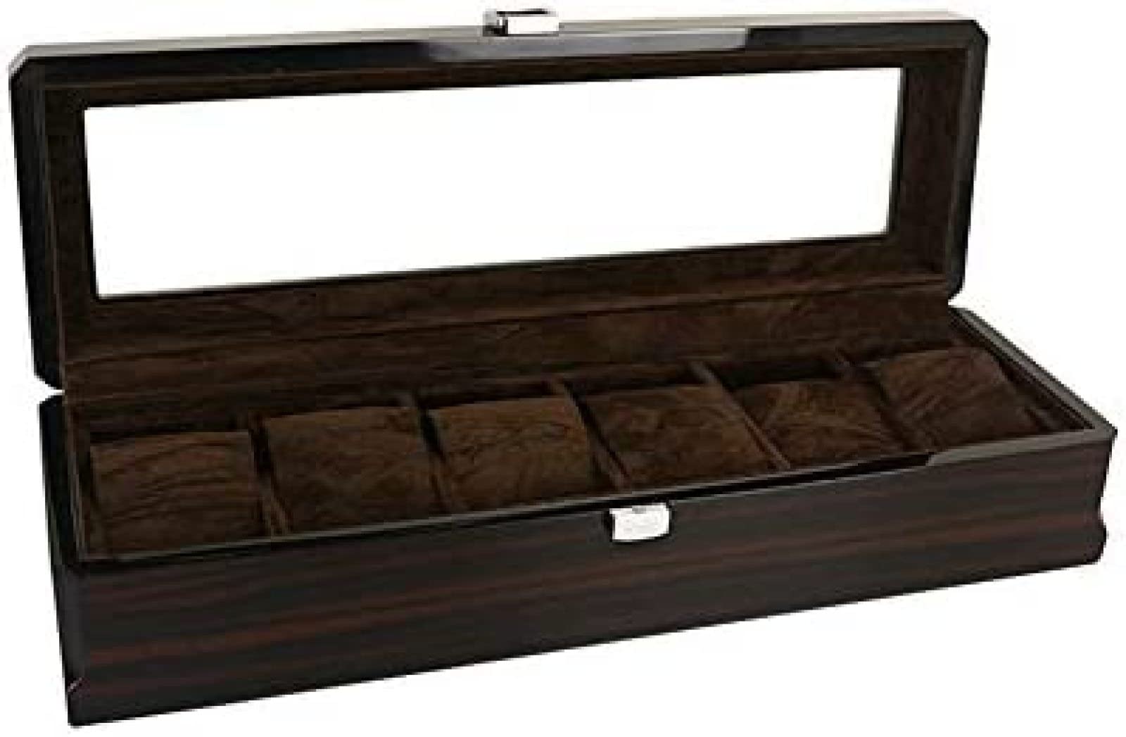 YNBSHGAA 6 Slots Watch Box Wooden Watches Display Holder Case with Glass Lid Metal Clasp Men Women Watches Jewellery Storage Box
