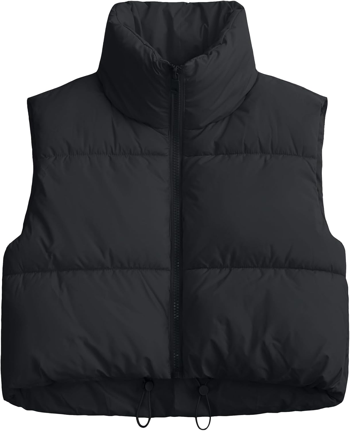 Women's Cropped Puffer Vest Sleeveless High Stand Collar Crop Outerwear Zip Up Warm Padded Gilet - Image 7