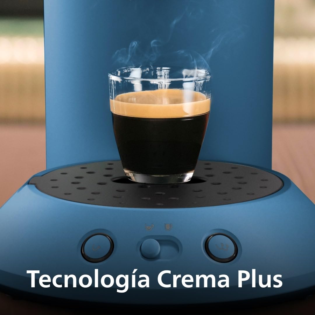 PHILIPS Senseo Original Plus cafetera de monodosis, Selección de Intensidad del Café, Tecnología Coffee Boost, Plástico Reciclado, Azul Pavone (CSA210/00) | 1 o 2 tazas, menos de 1 minuto de tiempo de preparación, Coffee Boost, Crema Plus, 0,7 L (CSA210/0