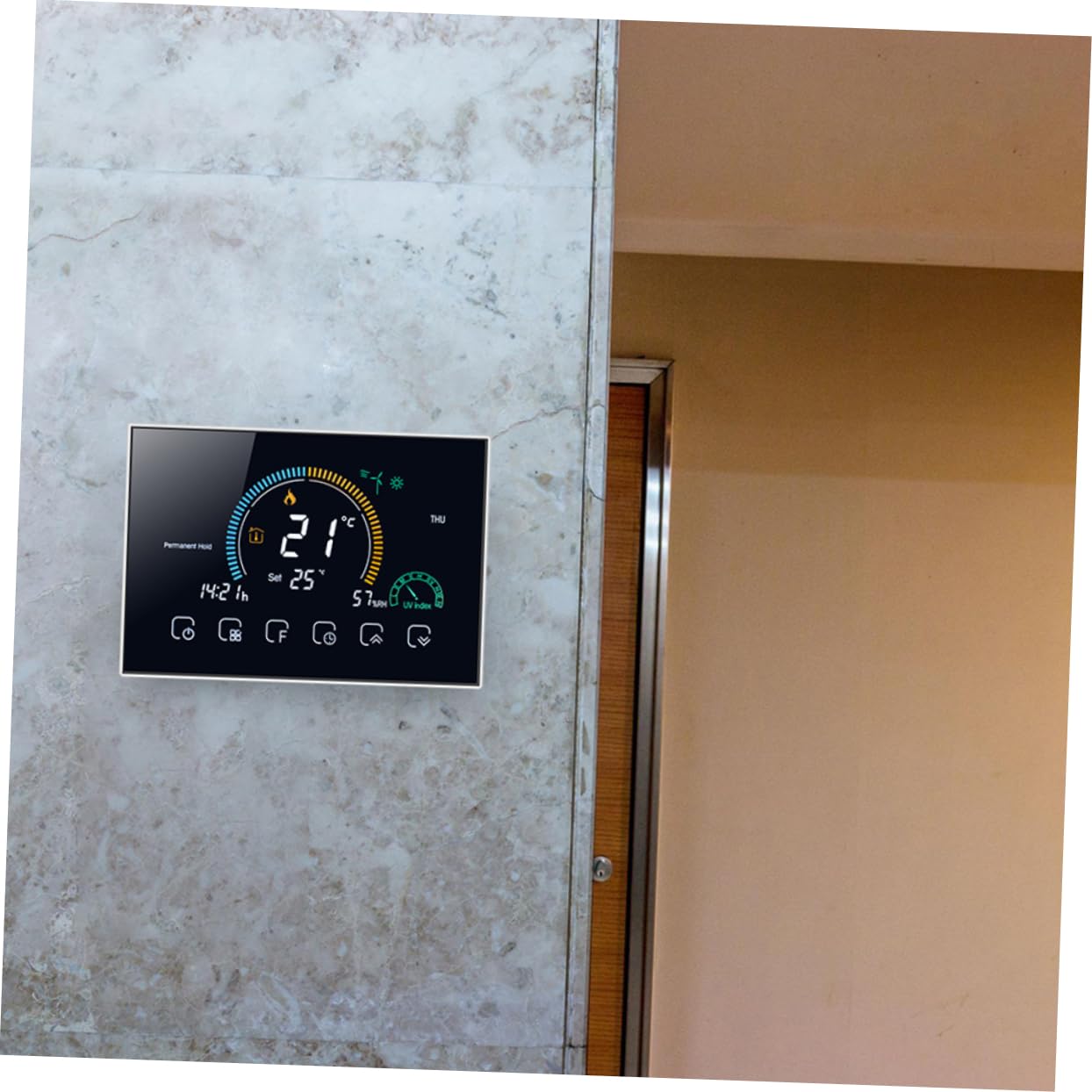 Housoutil Termostato Intelligente per Riscaldamento a Pavimento 8000 Schermo Lcd 4.8 Pollici, Controllo della Temperatura Domestico con Tolleranza ±1°c, Design Moderno e Nero