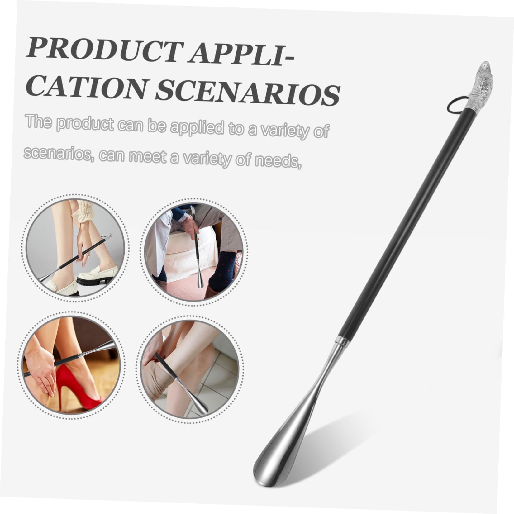 Ipetboom Calzascarpe lungo Manico, Shoe Put On Helper, Metallo e Legno, Nero, 56cm, per Anziani e Donne in Gravidanza, per Vacanze e Viaggi di Lavoro