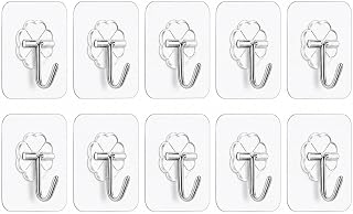 Ganchos adhesivos de pared aptos para apartamentos para inquilinos – Ganchos adhesivos resistentes sin taladros y sin daños para baño, cocina, dormitorio y organización del hogar – Juego de ganchos de pared minimalistas modernos