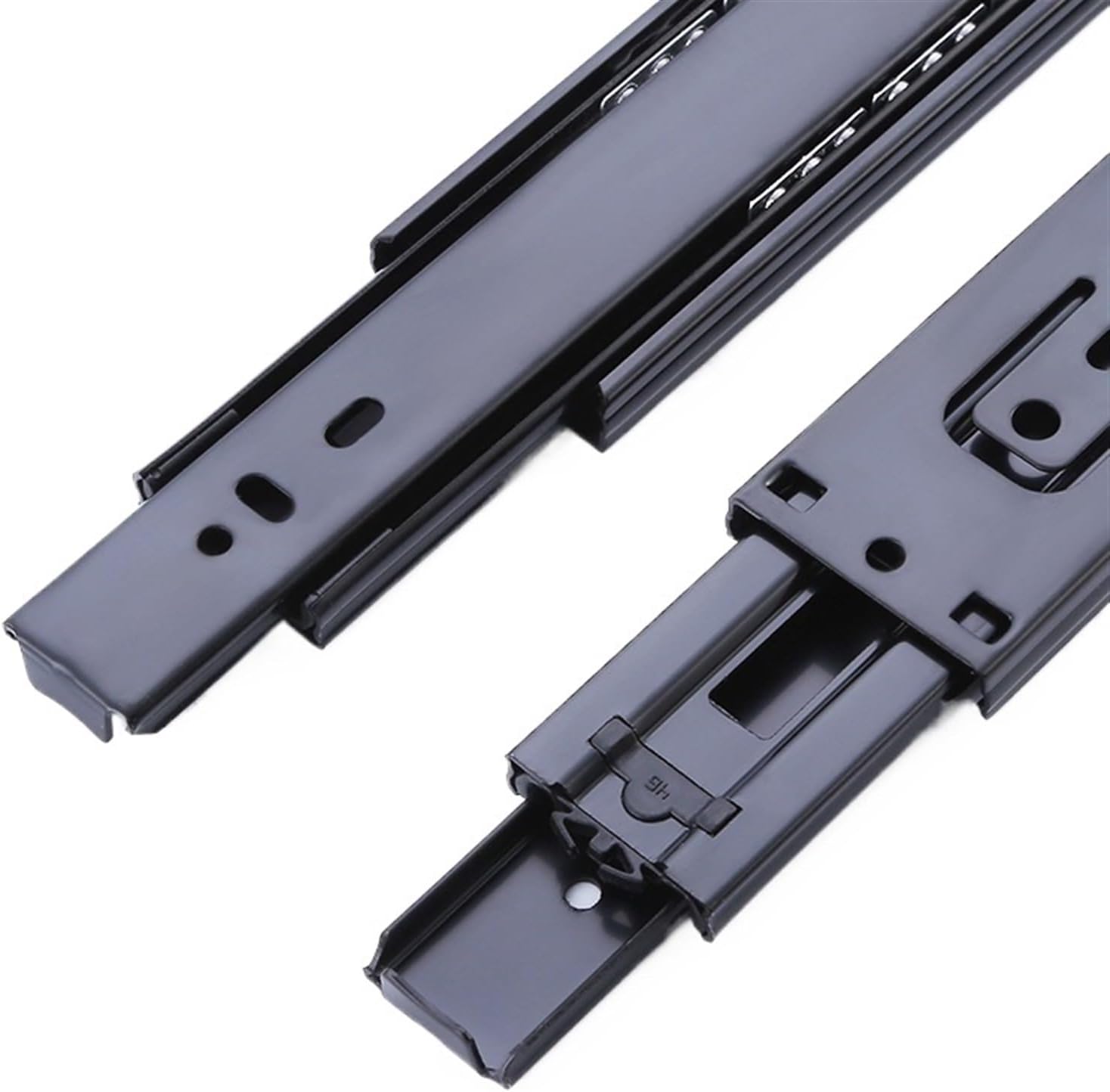 Full Extension Side Mount Cabinet Runners Glides 10-22inch Three Section Buffer Rebound Slide Rail Drawer Guide(12inch(30cm))