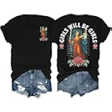 FITKEYS Girls Will Be Girls Medusa Shirt Feminist Tshirt for Women Black