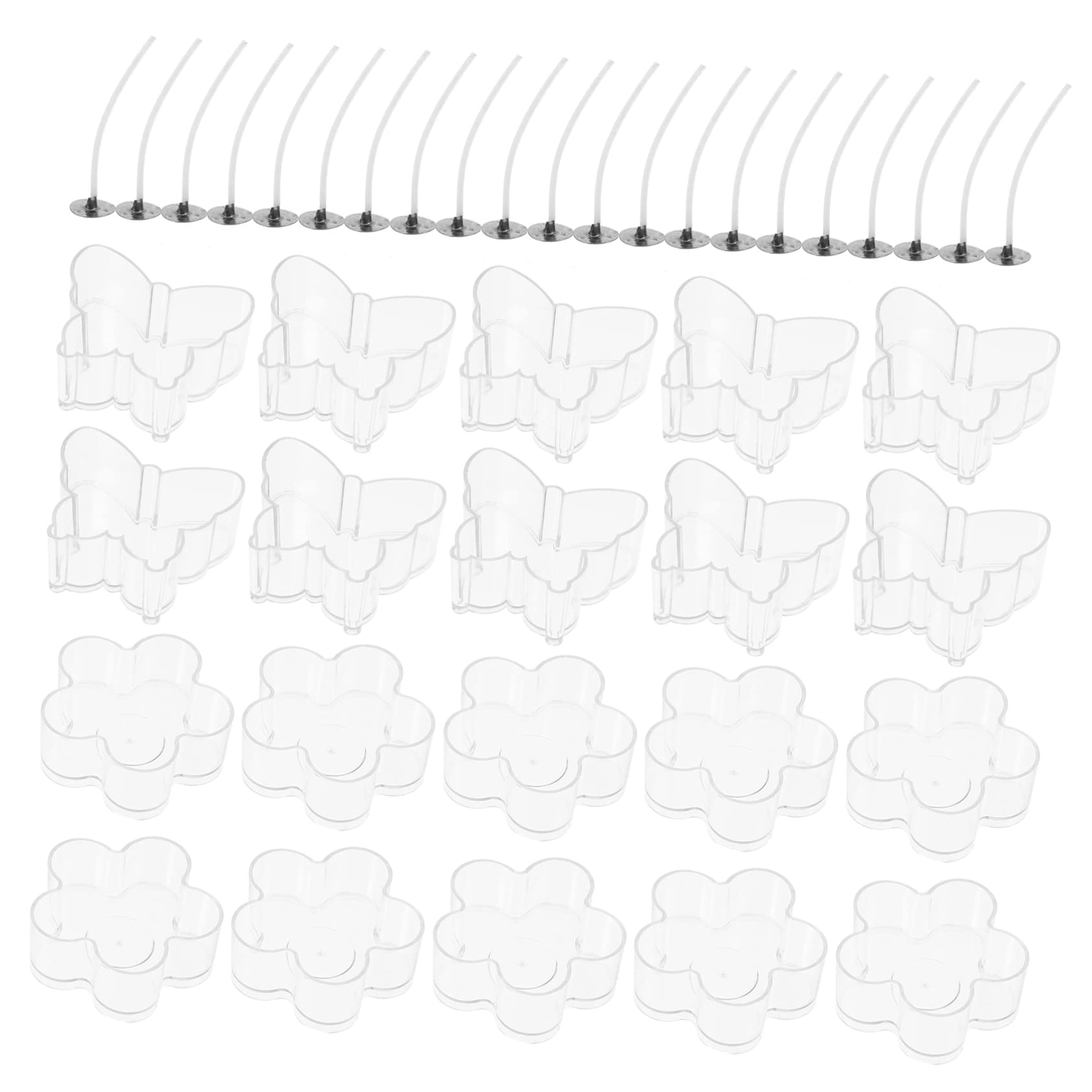 Operitacx 3sets Contenitori Per Candele Plastica Riutilizzabili Gusci Ignifughi Con Stoppini Kit Per Creare Candele Fai Da Te Farfalle Fiori Stoppini