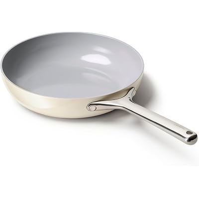 Caraway Nonstick Ceramic Frying Pan (2.7 qt, 10.5") - Non Toxic, PTFE & PFOA Free - Oven Safe & Compatible with All Stovetops (Gas, Electric & Induction) - Cream
