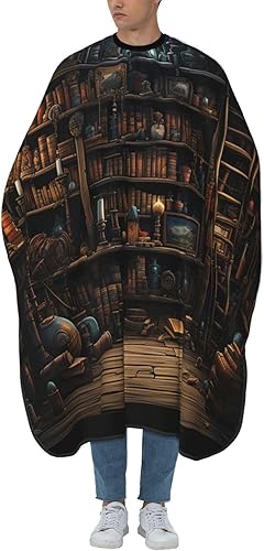 Ancient bookshelf Magic old dark Barber Cape for Men Professional Hairdressing Cutting Salon Cape Hair Styling Cape