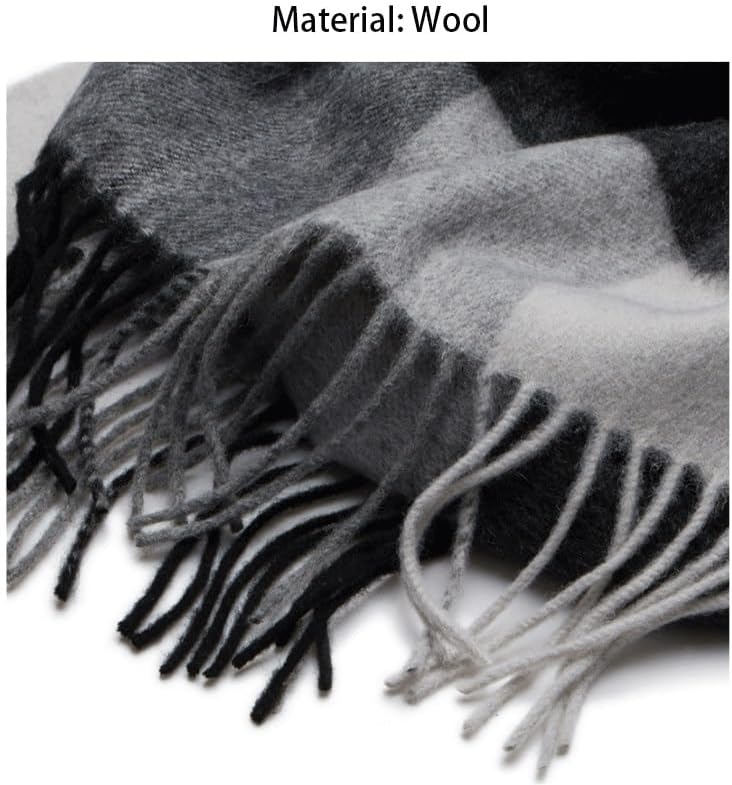 Autumn Winter Man Keep Warm Scarf Wool Grid Neckerchief Business Shawl