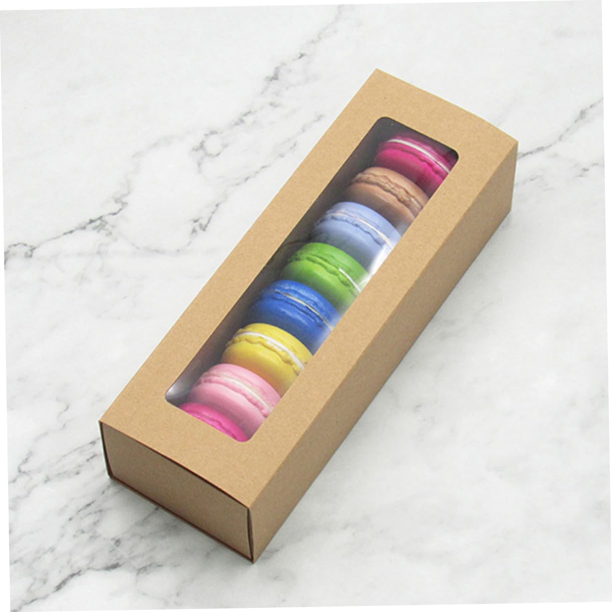 Alipis Set of 12 Boxes Paper Pastry Boxes Window Cake Packaging Cases Square Bottom Easy to Carry