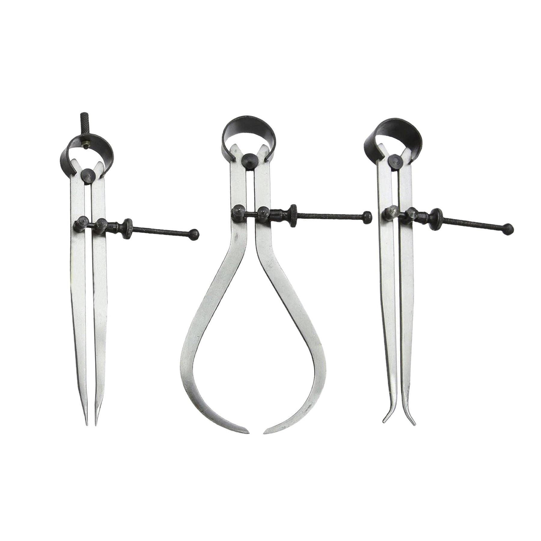 Dapetz ® 3 Piece 6" 150mm Spring Calliper Set - Alloy Steel Heat Treated Points Inside Outside & Divide - Industrial Engineer Measuring Tools